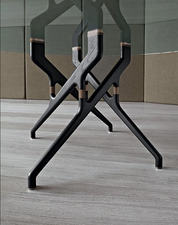 Round wood and glass dining table Potocco Torso 837 T4 837/T4 factory POTOCCO from Italy. Foto №3