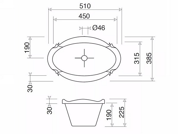 Inset Oval Ceramic Washbasin Victorian Gentry Home factory Gentry Home from Italy. Foto №4