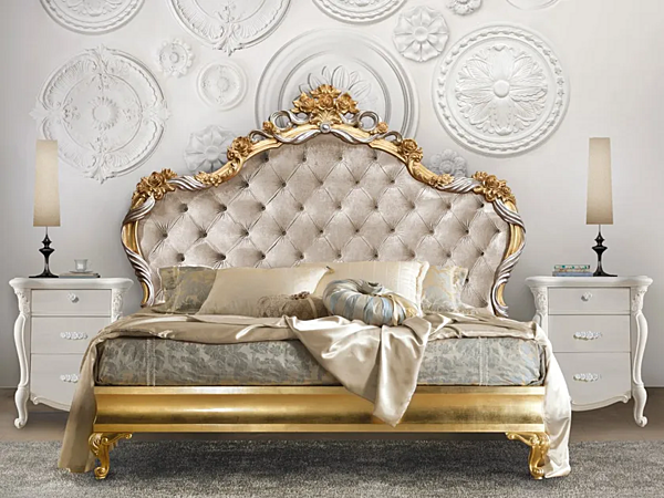 Wooden bed with tufted backrest CASA +39 CHOPIN 7503, 7504 factory CASA +39 from Italy. Foto №1