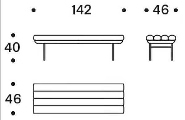 Fabric bench seating with upholstered back Pan Flute Saba factory SABA from Italy. Foto №7