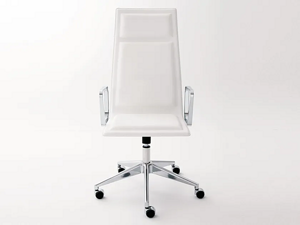 Leather office chair with armrests Gallotti&Radice OFX09 5 spoke base factory Gallotti & Radice from Italy. Foto №1