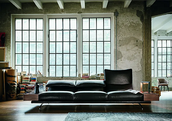 Sofa with headrest in fabric or leather VIBIEFFE 550 Altopiano factory VIBIEFFE from Italy. Foto №6