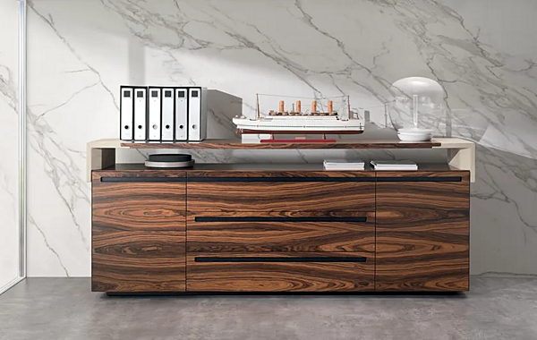 Low wooden office storage unit with drawers i 4 Mariani factory i 4 Mariani from Italy. Foto №5