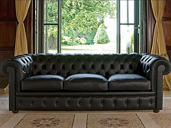 Tufted Leather 3 Seater Sofa BertO Chester factory BertO from Italy