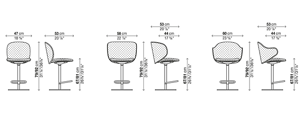 Height Adjustable Stool with Backrest Kristalia Dua 05DUA80, 05DUA81, 05DUA82 factory Kristalia from Italy. Foto №2