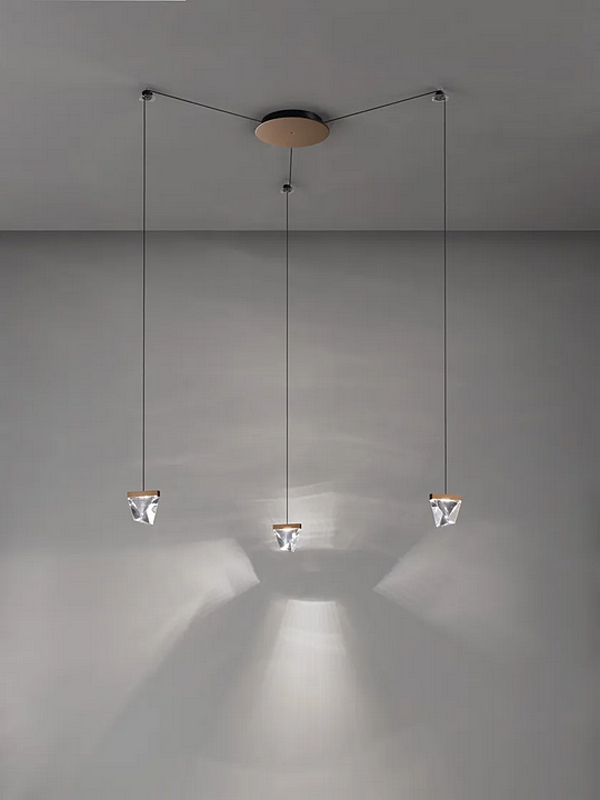 LED crystal pendant lamp Tripla 3 spots Fabbian factory Fabbian from Italy. Foto №3