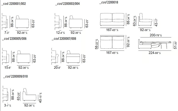 Sofa bed in leather or fabric VIBIEFFE 2200 Squadroletto factory VIBIEFFE from Italy. Foto №10