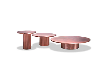 Round coffee table in leather BAXTER Allure factory BAXTER from Italy