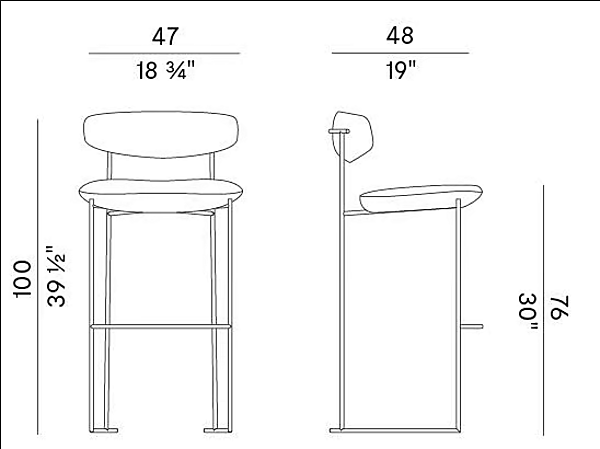 High stool with metal frame and fabric seat Potocco Keel 922 A 922/A factory POTOCCO from Italy. Foto №5