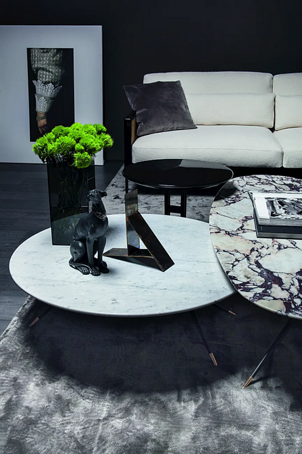 Round high side table with marble top VIBIEFFE SWING 1500 factory VIBIEFFE from Italy. Foto №3