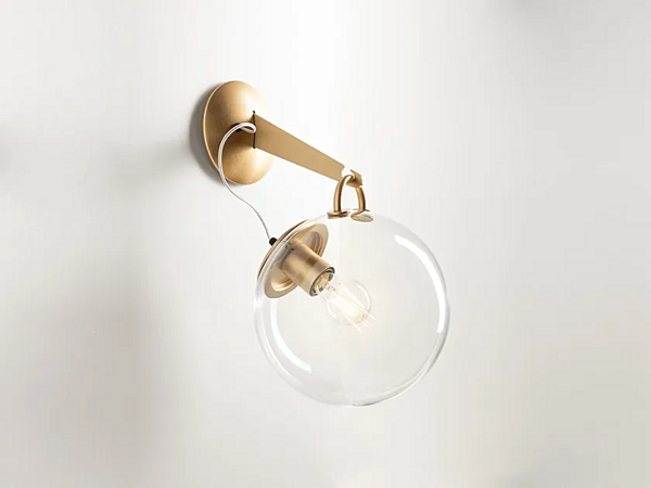 Wall lamp with fixed arm glass and steel Artemide Miconos A020100, A020110 factory Artemide from Italy. Foto №1