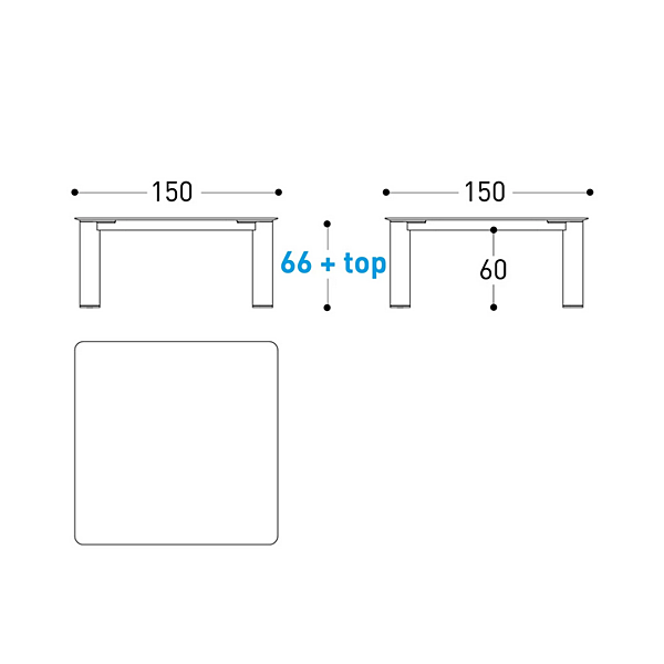 Square Garden Table Plinto Low Aluminium and Wood VARASCHIN 24680L, 24682 factory VARASCHIN from Italy. Foto №6