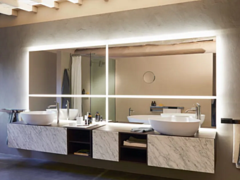 Sectional vanity unit Lato AGAPE wood with storage compartments factory Agape from Italy