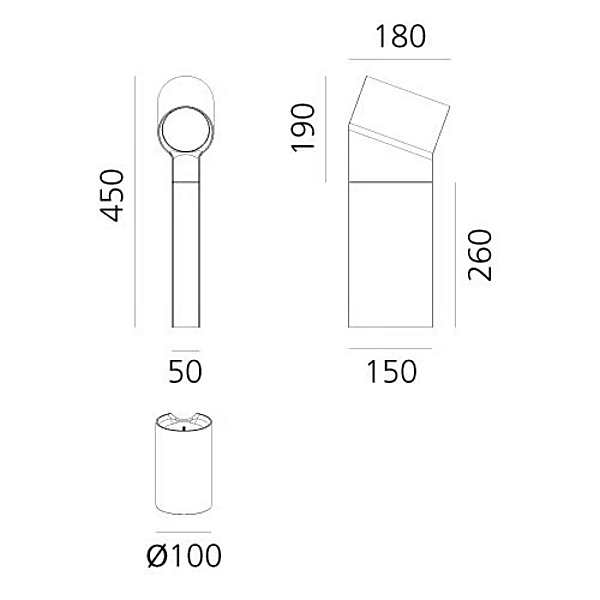 LED Bollard Light in Aluminium Oblique by Artemide T086200, T086300 factory Artemide from Italy. Foto №7