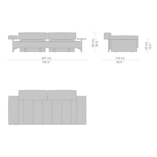 Three-Seater Fabric Garden Sofa CASSINA Sail Out factory CASSINA from Italy. Foto №4