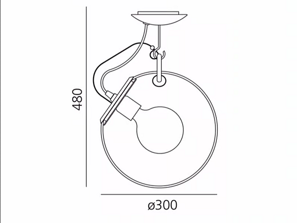 Ceiling lamp glass and steel Miconos Artemide A022800, A022810 factory Artemide from Italy. Foto №4