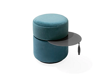 Round pouf in fabric and stainless steel GIORGETTI OTTO 54080