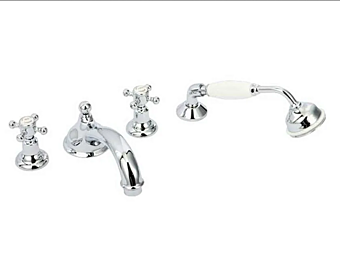 Deck Mounted 4 Hole Antique Bathtub Tap with Hand Shower Gentry Home Deck Mounted 4 Hole Antique Bathtub Tap with Hand Shower Gentry Home factory Gentry Home from Italy
