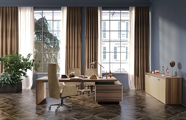 Wooden office storage unit with hinged doors i 4 Mariani Kefa factory i 4 Mariani from Italy. Foto №4