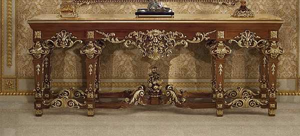 Set: gold-finished mirror and Modenese Gastone console factory MODENESE GASTONE from Italy. Foto №3