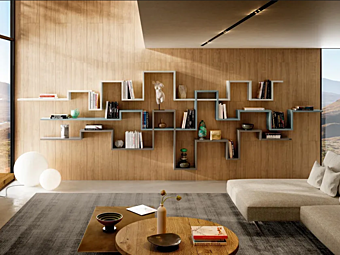 Sectional bookcase in wood LAGO Lagolinea 1222 Sectional bookcase in wood LAGO Lagolinea 1222 factory LAGO from Italy