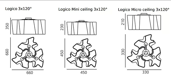 Halogen ceiling lamp made of blown glass Logico 3x120 Artemide 0458020A/0693020A/0645020A/0458010A factory Artemide from Italy. Foto №5