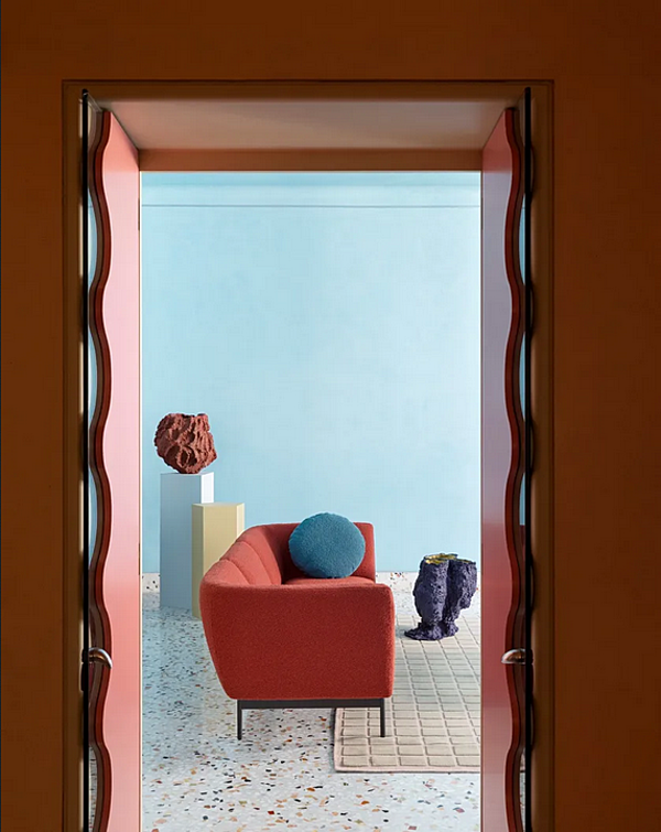 Sectional fabric sofa with soft back Saba Rendez Vous factory SABA from Italy. Foto №16