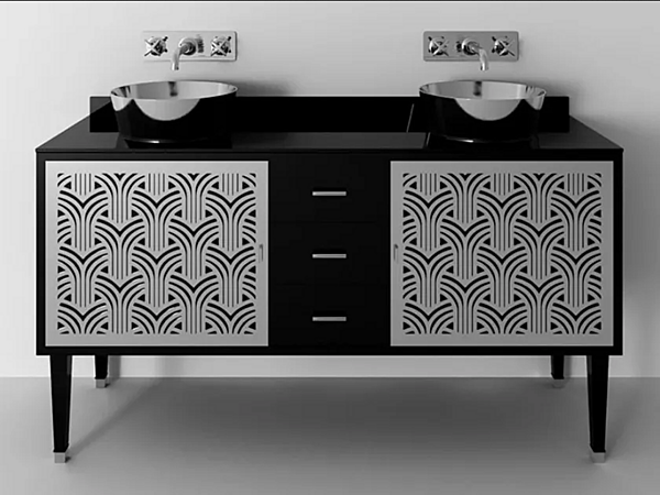 Floor standing wooden vanity unit with doors Park Avenue Cora 3A PKRCORA3AANT factory Park Avenue from Italy. Foto №1