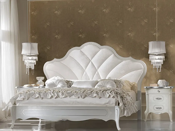 Wooden double bed with upholstered backrest CASA +39 GIULIETTA 3302, 3304 factory CASA +39 from Italy. Foto №1