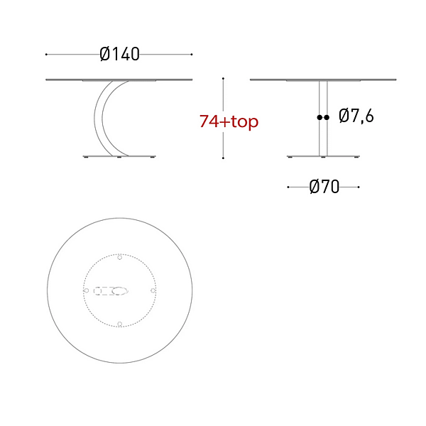 Round steel garden table Flexion VARASCHIN factory VARASCHIN from Italy. Foto №8