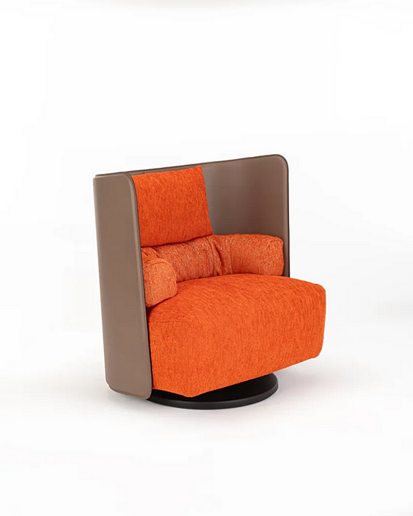 Swivel armchair in tanned leather and fabric Campiello ZANOTTA factory ZANOTTA from Italy. Foto №2