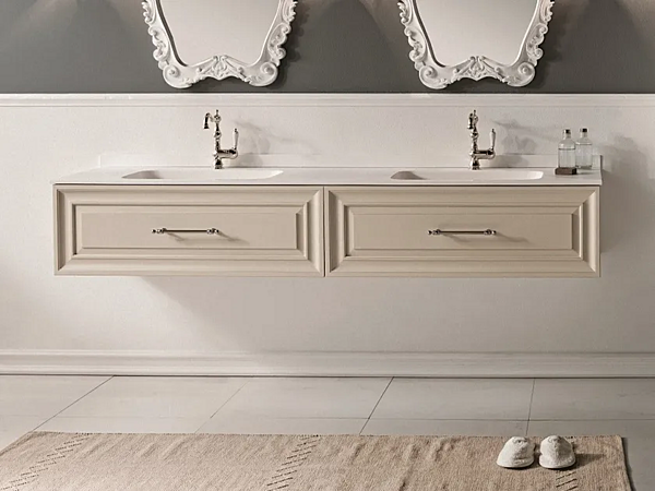 Double wall mounted wooden vanity unit with drawers Gaia Mobili Autoritratto factory GAIA from Italy. Foto №1