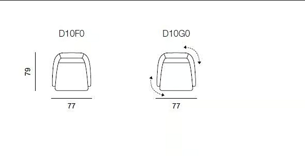 Swivel fabric easy chair with armrests AERRE ITALIA DIXI factory AERRE ITALIA from Italy. Foto №6