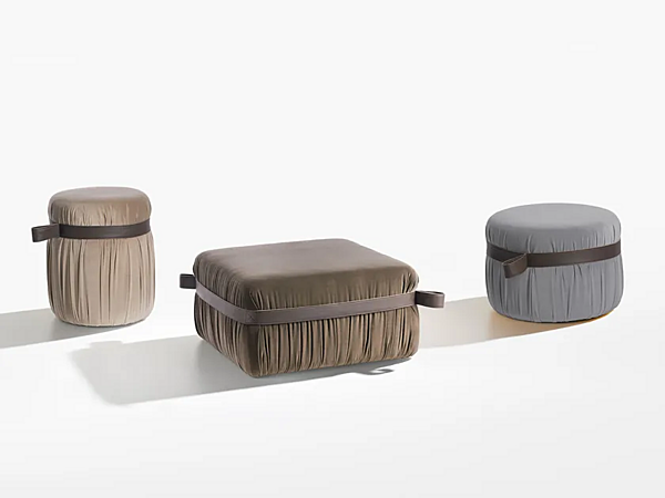 Upholstered Square Fabric Pouf Potocco Herm 925 O80 925/080 factory POTOCCO from Italy. Foto №2