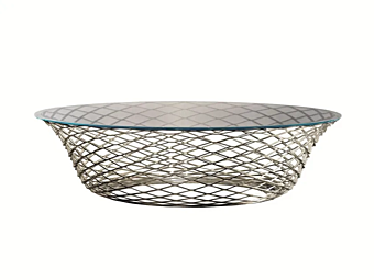 Round coffee table in crystal and steel Molteni & C Teso Round coffee table in crystal and steel Molteni & C Teso factory Molteni & C.(+VITRA) from Italy