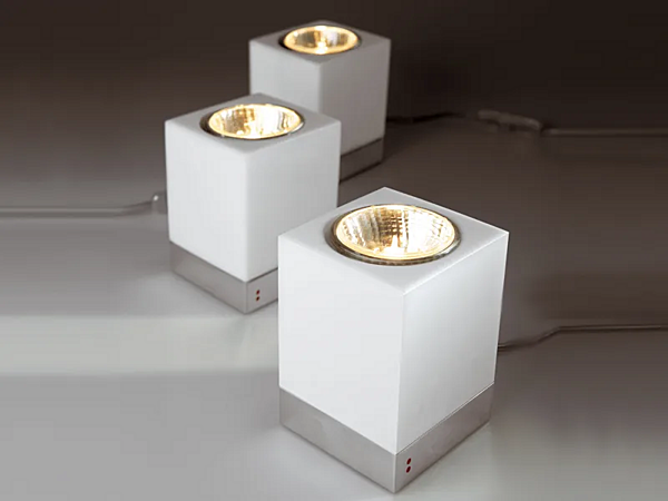 Glass table lamp Cubetto Fabbian factory Fabbian from Italy. Foto №4