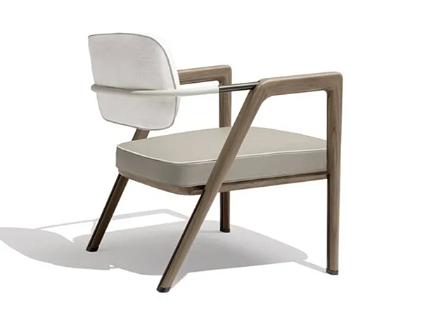 Easy chair with armrests in leather and fabric GIORGETTI Elsa factory GIORGETTI from Italy. Foto №2