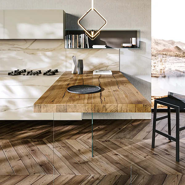 Kitchen with peninsula marble xglass LAGO 36E8 factory LAGO from Italy. Foto №3