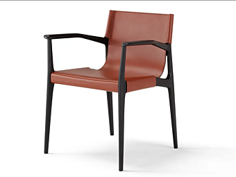 Tanned Leather and Wood Chair AMURA Tessa factory AMURA from Italy