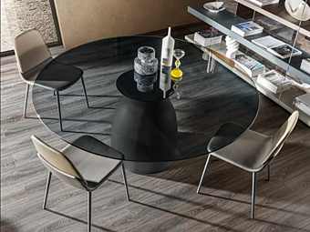 Round Grey Smoked Glass Table LAGO Janeiro Round Grey Smoked Glass Table LAGO Janeiro factory LAGO from Italy
