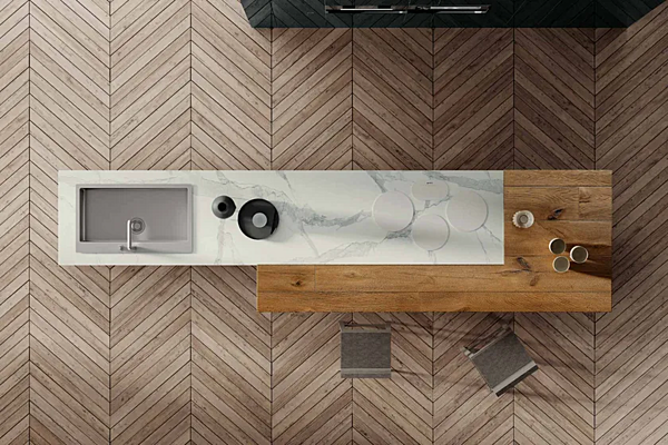 Kitchen with island marble xglass LAGO 36E8 factory LAGO from Italy. Foto №2