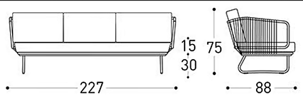 Sofa with man-made fibre cord Babylon VARASCHIN 1743, 1744, 174D3, 174D3C factory VARASCHIN from Italy. Foto №14