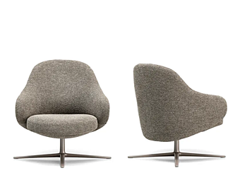 Swivel armchair with armrests fabric Kristalia Dua Lounge