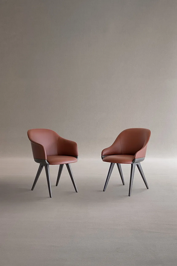 Upholstered leather chair with armrests Potocco Lyz 918 918 factory POTOCCO from Italy. Foto №2