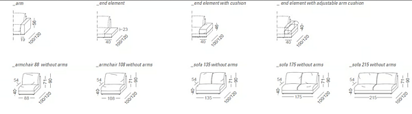 Sectional sofa fabric or leather VIBIEFFE 810 Fly factory VIBIEFFE from Italy. Foto №15