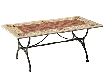 Travertine garden table Siena L_Antica Deruta SI/01 factory L'Antica Deruta from Italy