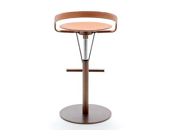 Swivel tanned leather stool with gas lift FASEM Cayman Bar factory FASEM from Italy. Foto №6