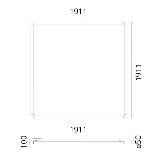 Semi Inset Ceiling Lamp Square Rectangular Artemide Alphabet of Light 1430130A, 1430110A, 1430120A factory Artemide from Italy. Foto №5