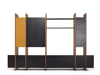 Sectional storage wall AMURA Sistema Parere 1 wood AM044.S33 factory AMURA from Italy