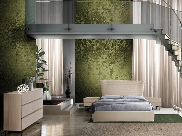 Upholstered double bed with padded headboard CASA +39 EOS E0001, E0006 factory CASA +39 from Italy. Foto №2